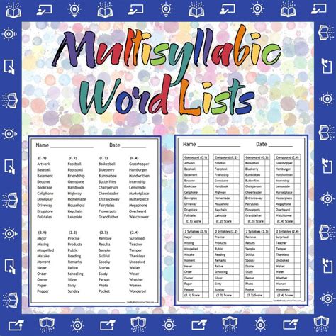 R Controlled Multisyllabic Word Lists