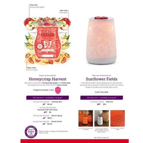 Scentsy August 2024 Warmer Of The Month Sunflower Fields Honeycrisp