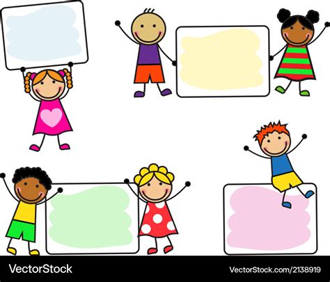 Cartoon kids with posters Royalty Free Vector Image