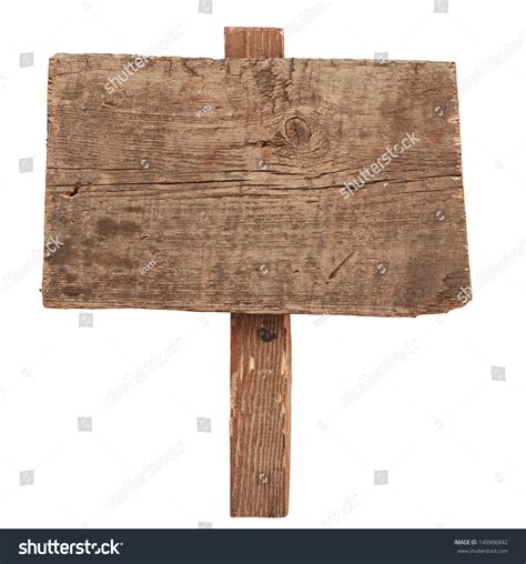 Wooden Sign Isolated On White Wood Old Planks Sign Stock Photo