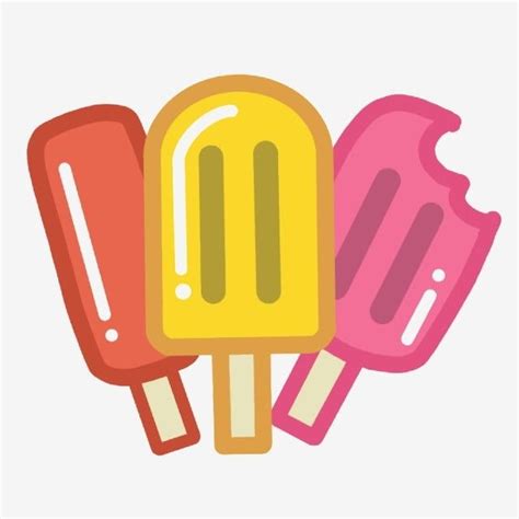 Three Popsicles With Different Colors And Sizes On Top Of Each Other