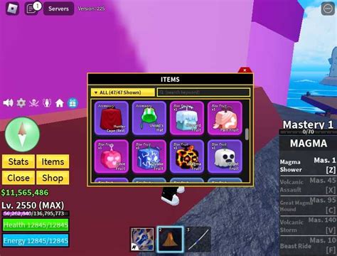 Blox Fruits 2550 Lvl GodHuman MAX Magma Blizzard Fruit Pain Fruit Love