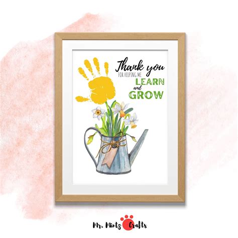 Teacher Appreciation Handprint Printable "Thank You for Helping Me Grow