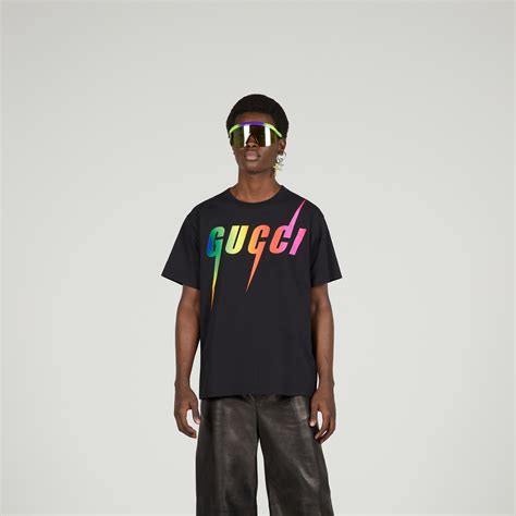 Cotton T Shirt With Gucci Blade Print In Black Gucci® Us