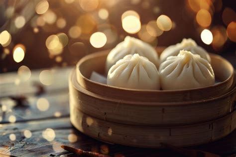 Premium Photo Wooden Basket Filled With Dumplings On Table Perfect