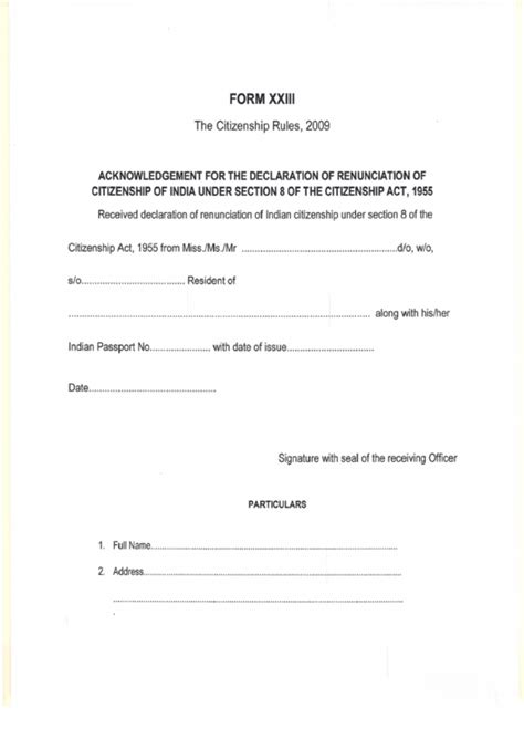 Renunciation Certificate Fillable Form Printable Forms Free Online