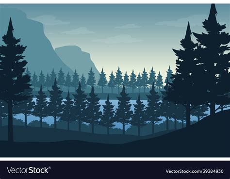 Silhouette Forest Landscape Background Royalty Free Vector