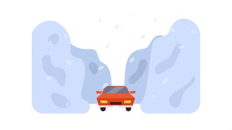 Blizzard natural disaster cartoon animation. Winter storm 4K video