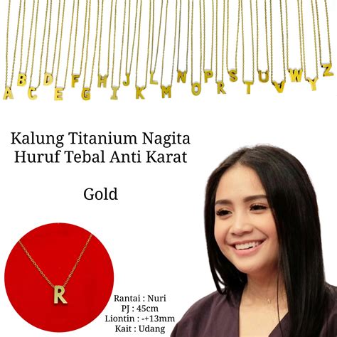 Jual Kalung Titanium Huruf Nagita Inisial Abjad Tebal Gold Huruf A Z