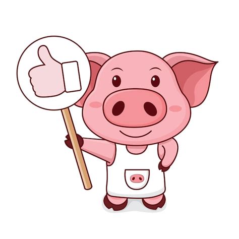 Style De Dessin Anim De Cochon Mignon De Vecteur Vecteur Premium