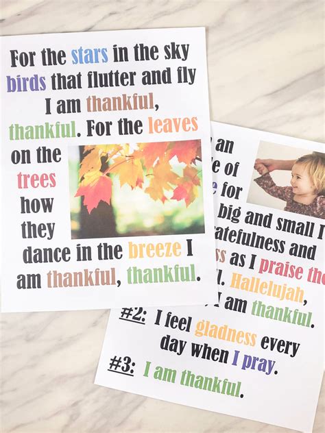 I Am Thankful Flip Chart And Lyrics Primary Singing