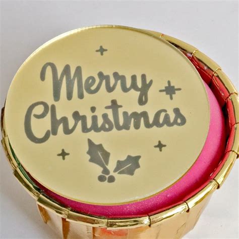 Acrylic Cake Topper Gold Merry Christmas Round Disc Ibake