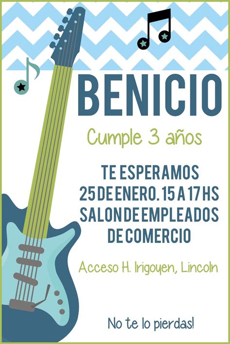 Invitaci N Tem Tica M Sica Para El Cumplea Os De Benicio Tarjetas