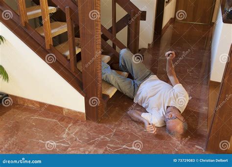 Senior Man Fell Down The Stairs Stock Image Image Of Trip Injury