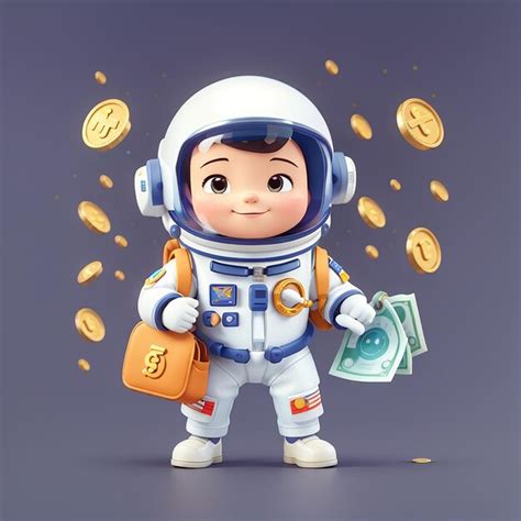 Premium Photo Cute Astronaut Holding Money Bag Cartoon Vector Icon