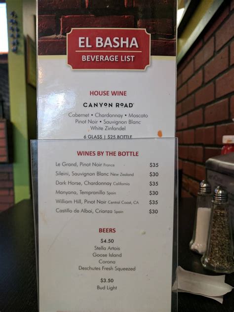 Menu at El Basha Mediterranean Grill restaurant, Omaha, Pacific St