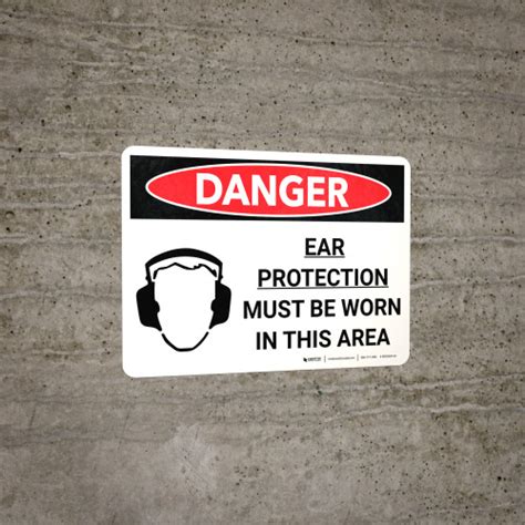 Danger Ppe Ear Protection Required In Area Landscape With Graphic