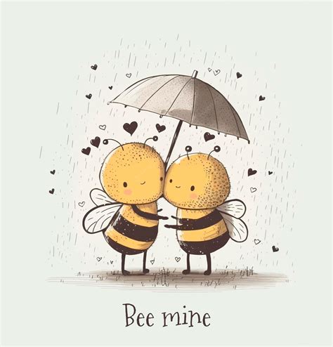 Premium Vector Two Cute Bees Are Hugging