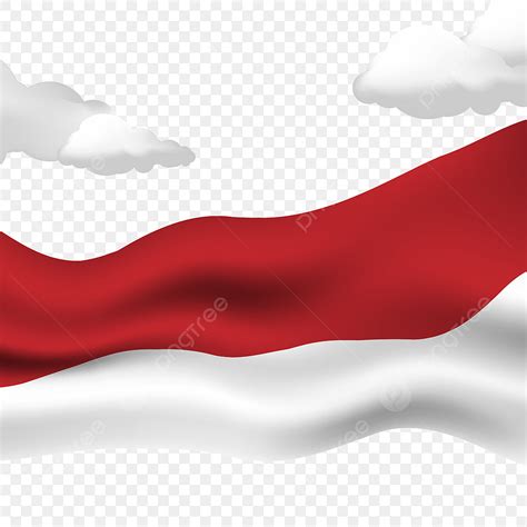 Realistic Indonesian Flag Or Bendera Merah Putih With Cloud Realistic ...