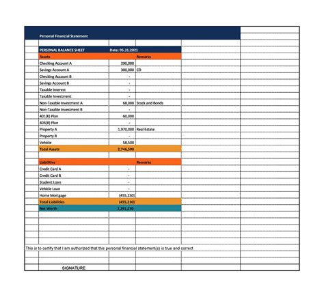 40 Excel Personal Balance Sheet Templates (& Examples) ᐅ TemplateLab