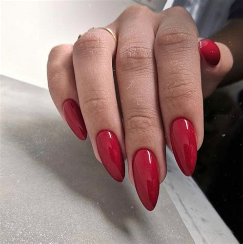 Красные ногти миндаль | Red acrylic nails, Red nails, Pink acrylic nails