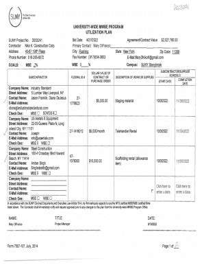 Fillable Online M Wbe Utilization Plan Form D Department Of State