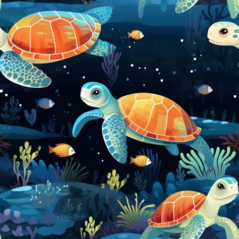 There Are Many Sea Turtles Swimming In The Ocean Together Generative Ai