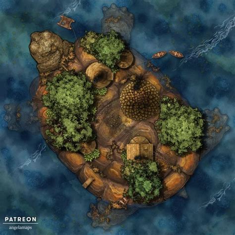 OC Turtle Island Battlemap 40x40 FG Tabletop Rpg Maps Island