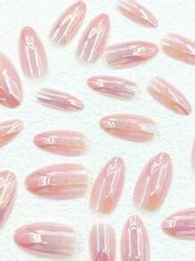 Elevate Your Style With Pcs Long Almond Nude Glossy Mirror Effect Fake Nail Pc Nail File