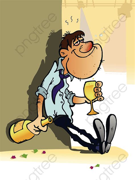 The Drunken Man Leaned Against The Wall Man Clipart Drunk Wine