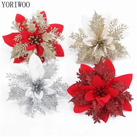 Yoriwoo decoração de natal e casamento flores artificiais para