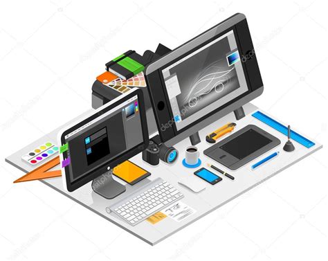 Graphic Design Workplace Illustration Stock Vector Image By