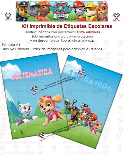 Etiquetas Escolares Paw Patrol Patrulla Canina Editable Sp En Venta En