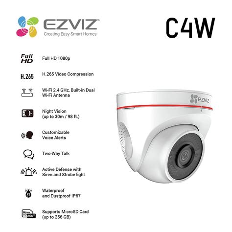 EZVIZ C4W Outdoor Camera With Siren And Strobe Light Reviews Updated