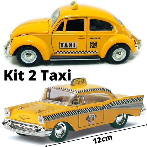 Carrinho De Cole O De Ferro Kit Taxi Fusca Bel Air Miniatura