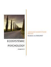 Understanding Ecosystemic Psychology Assignment 3 Exploration Course