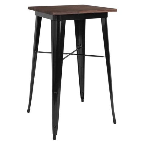 Industrial Black Bar Height Table with Dark Walnut Wood Top