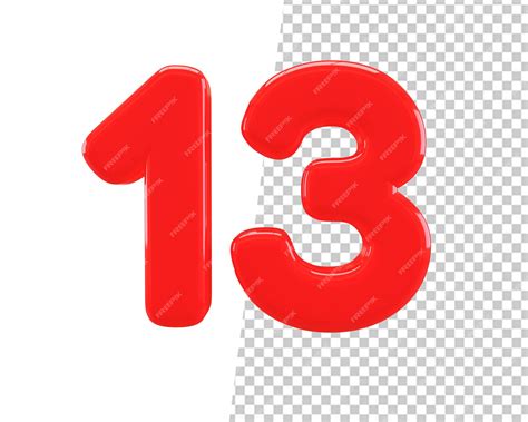 Premium PSD | 13 number red text 3d render