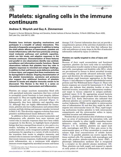 Pdf Platelets Signaling Cells In The Immune Continuum Dokumen Tips