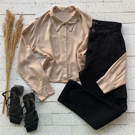 Camisa Cropped Soltinho Luxo Nude Dondoca Moda Feminina