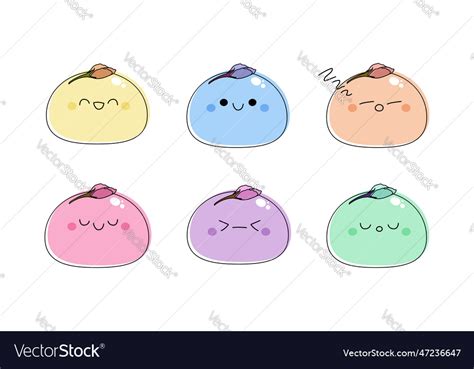 Mochi characters set isolated Royalty Free Vector Image