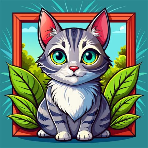 Premium Vector Cute Cats With Frame Banners Hand Drawn Mascot Cartoon