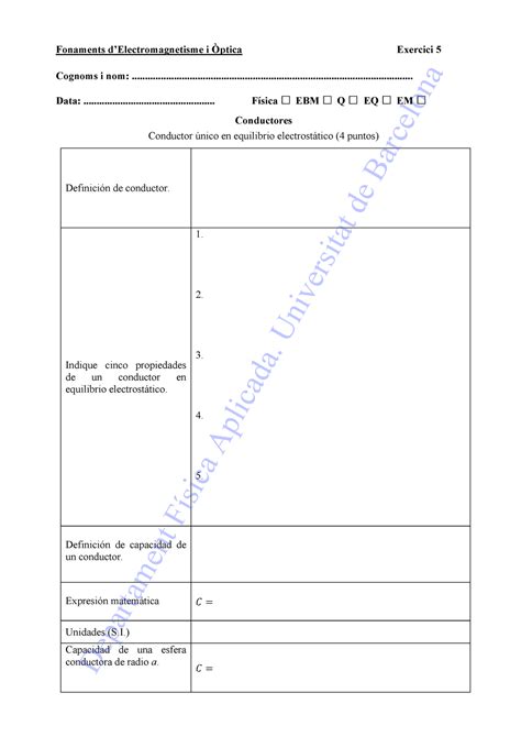 Ejercicio Conductores Fonaments Delectromagnetisme I Ptica