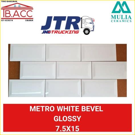 Jual KERAMIK SUBWAY WHITE GLOSS BEVEL 7 5x15 METRO WHITE BEVEL JNE