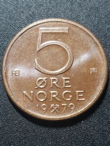 Norway 1979 Olav V 5 Ore Bronze 18 9mm Circulated Coin EBay