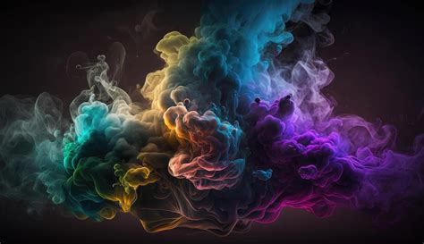 Abstract colorful of smoke background, neon light through smoke or fog ... 