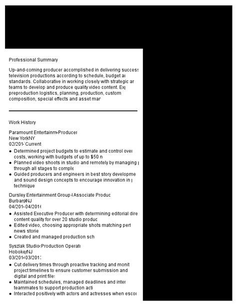 Film Producer Resume Examples For 2025 Templates Tips