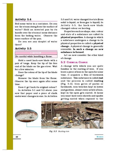 NCERT Book Class 7 Science Chapter 5 Physical And Chemical Changes PDF