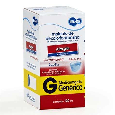 Maleato de Dexclorfeniramina Solução Oral EMS 0 4mg mL caixa 1