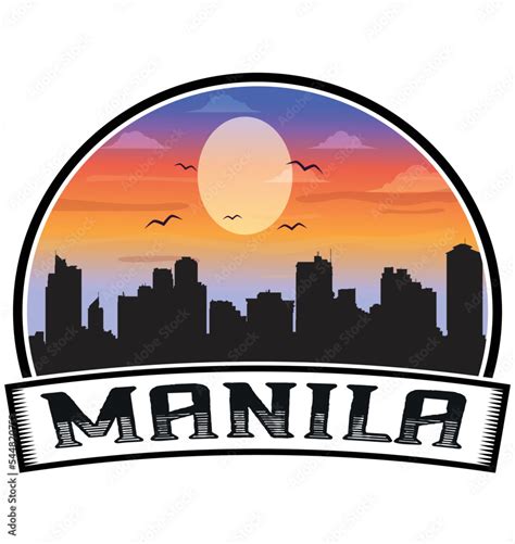 Manila Philippines Skyline Sunset Travel Souvenir Sticker Logo Badge ...